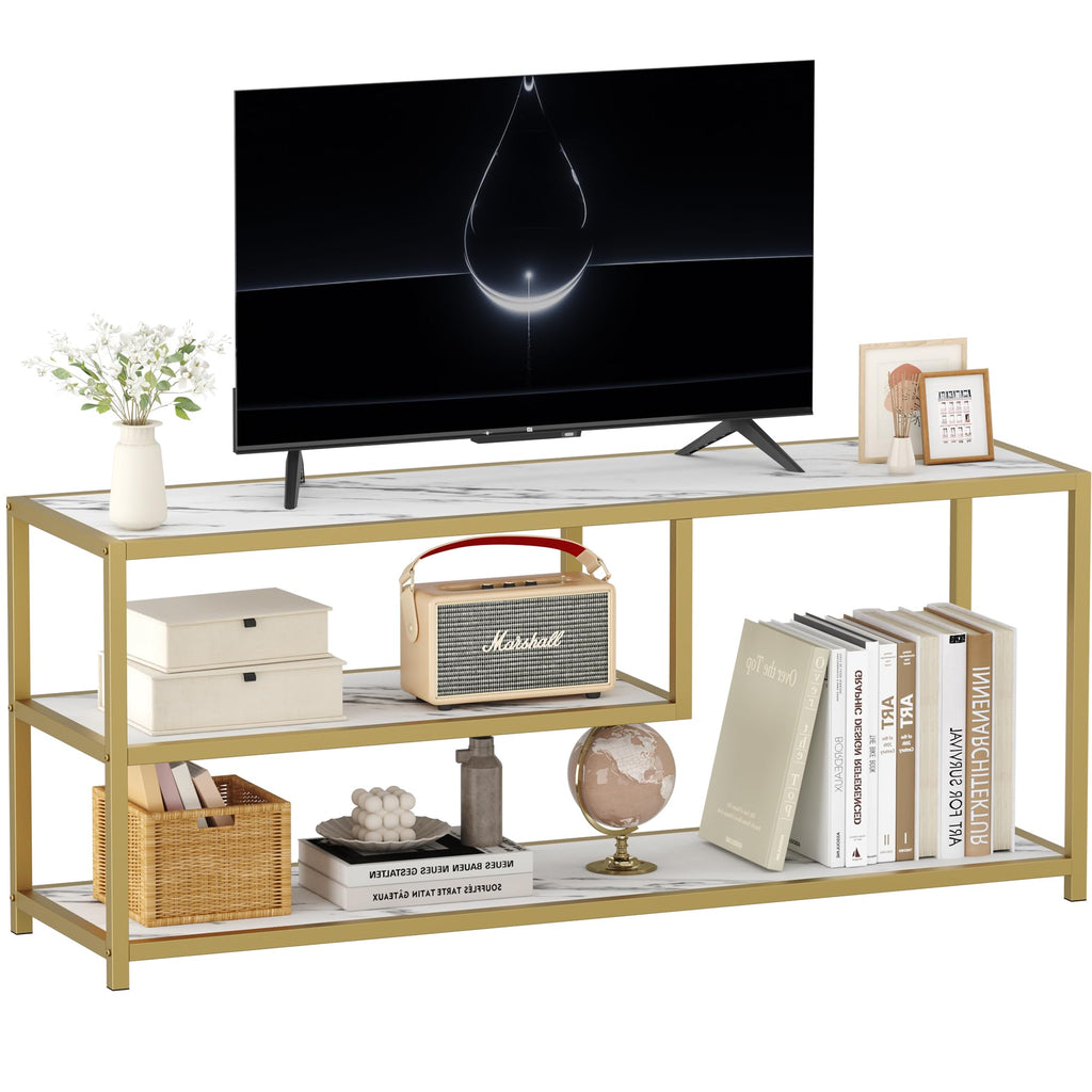 TV Stand for TVs up to 55 Inch, 3 Tier Media Console with Open Storage Shelves V762805