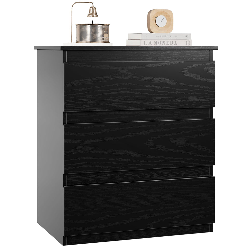 Black 3 Drawer Nightstand U6685
