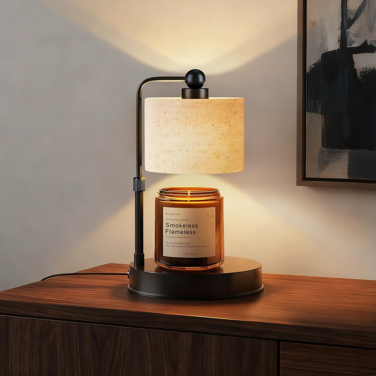 Black Dimmable Candle Warmer Lamp with Timer A4630
