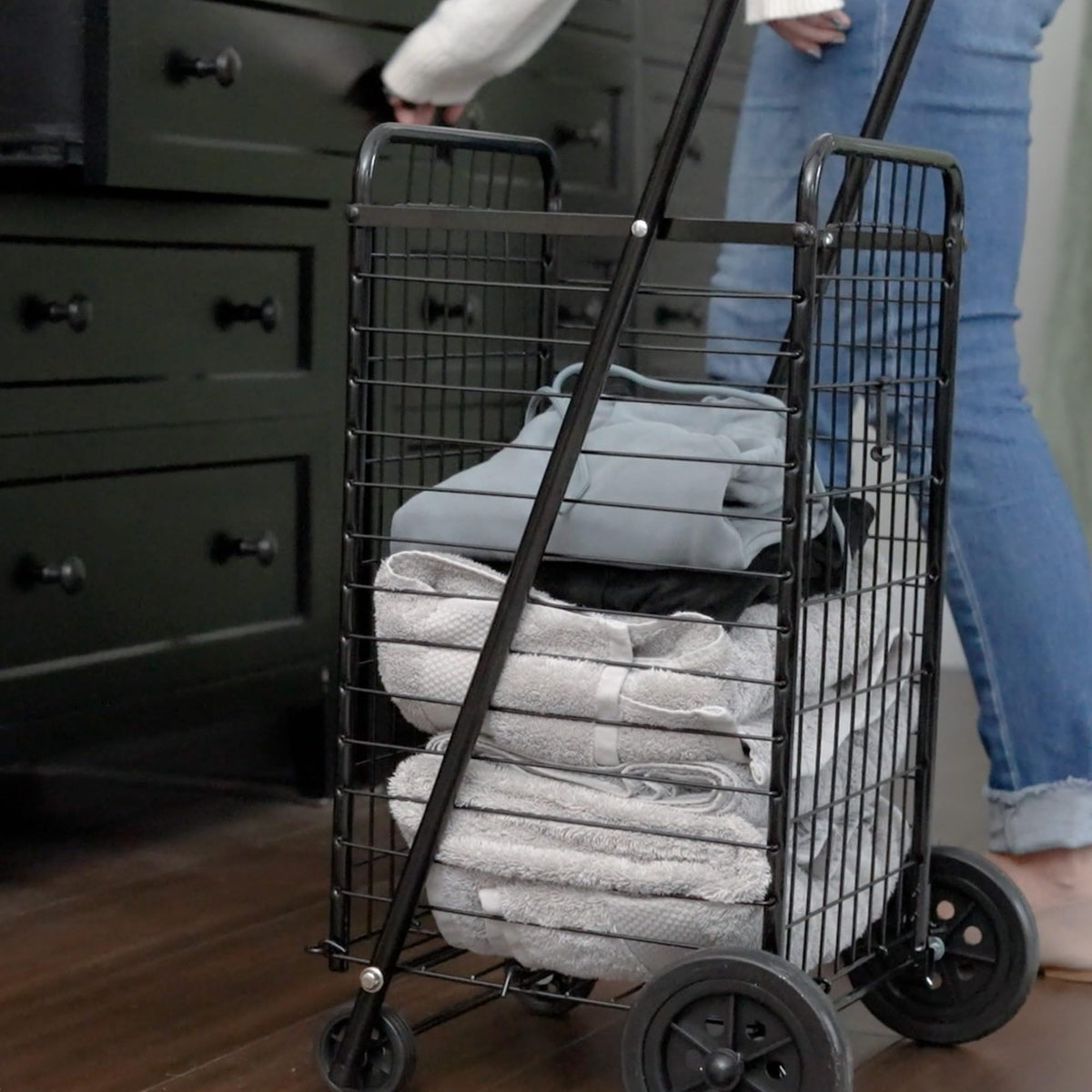 Black Foldable Utility Cart with Wheels I42325