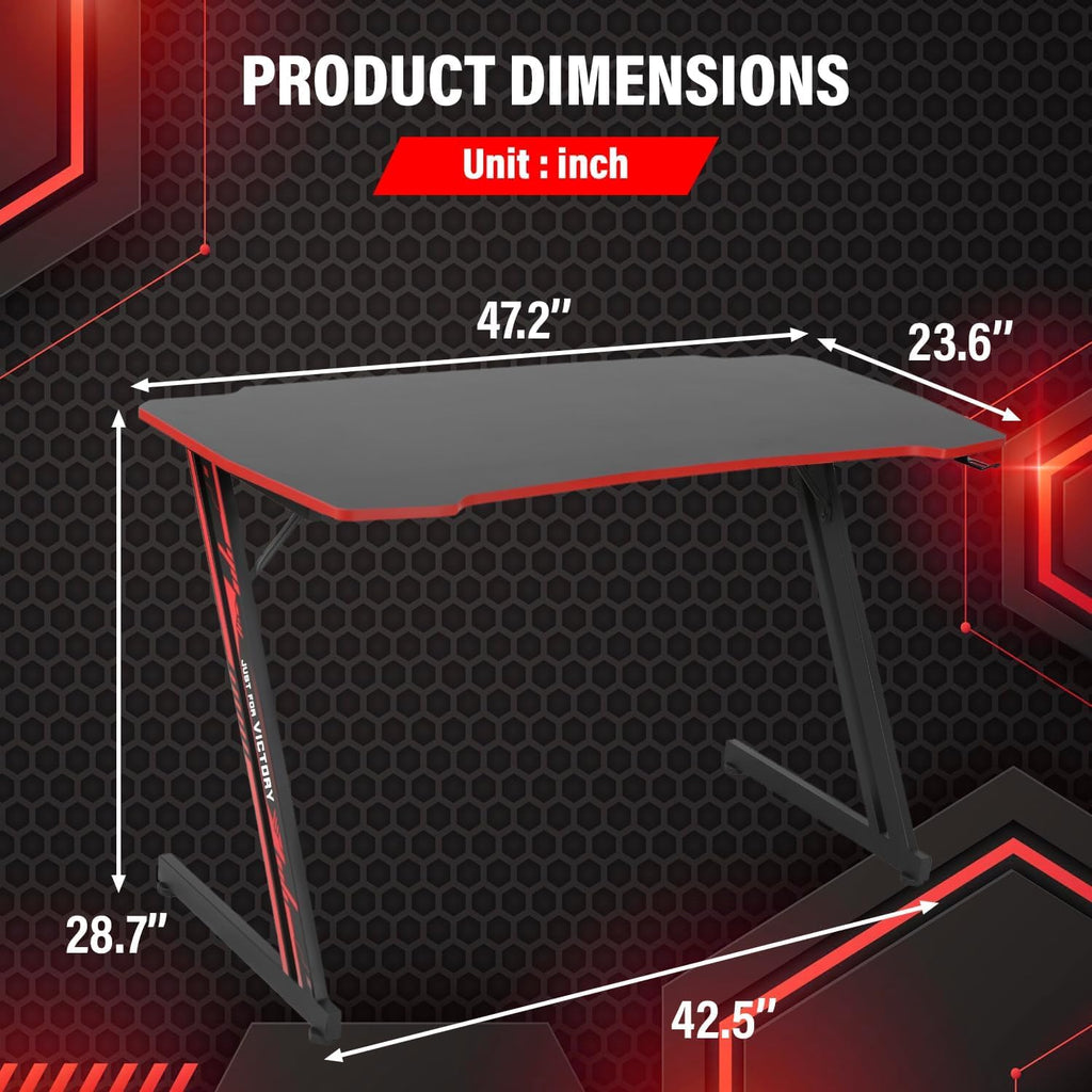 47 Inch Gaming Desk with Headphone Hook G9727