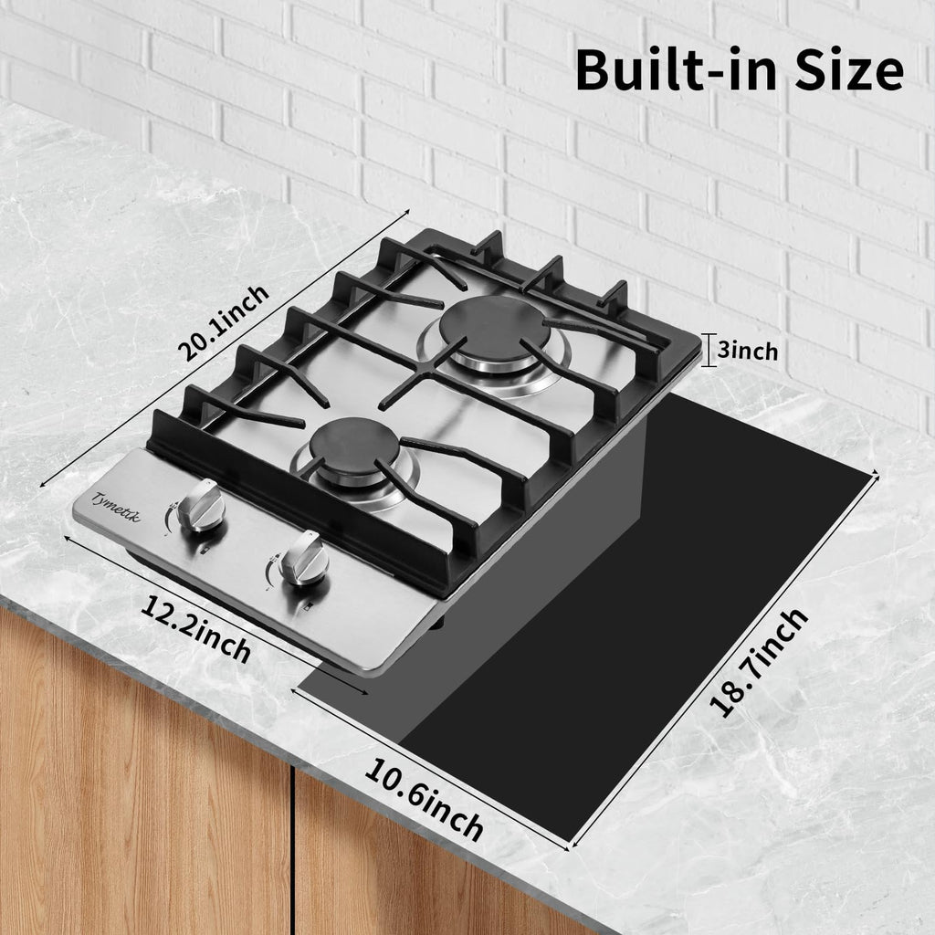 12 Inch 2 Burners Stainless Steel Gas Cooktop Y63746