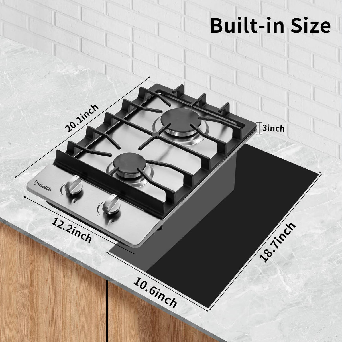 12 Inch 2 Burners Stainless Steel Gas Cooktop Y63746