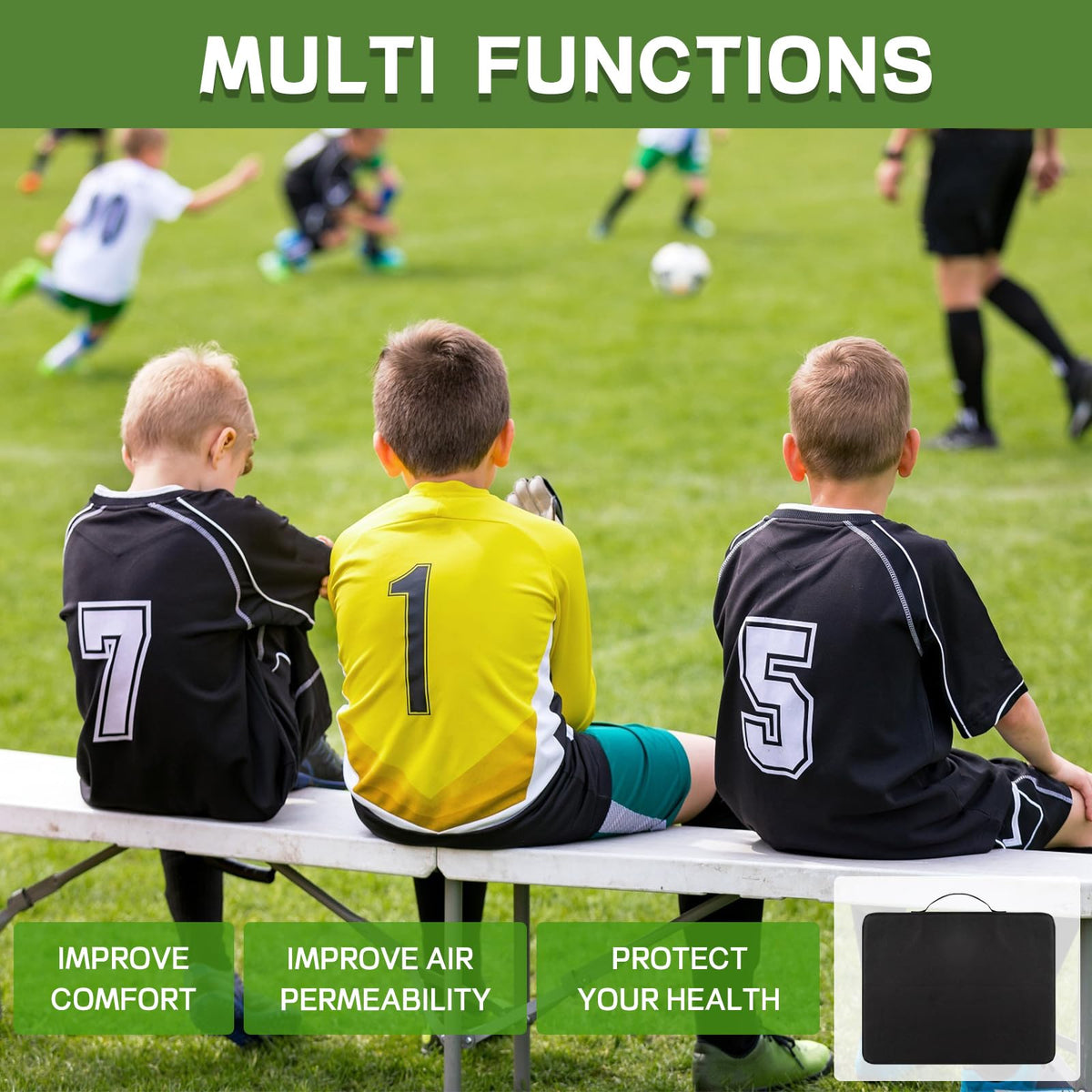 Black 2 Pack Waterproof Oxford Stadium Seat Cushions R697