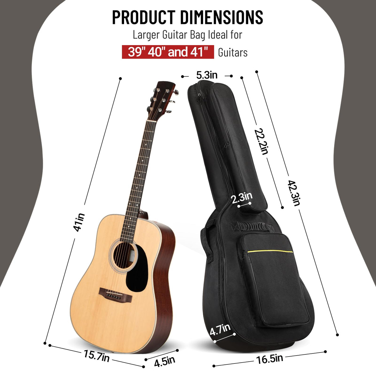 Acoustic Guitar Case Soft Padded Gig Bag 41 in H87447