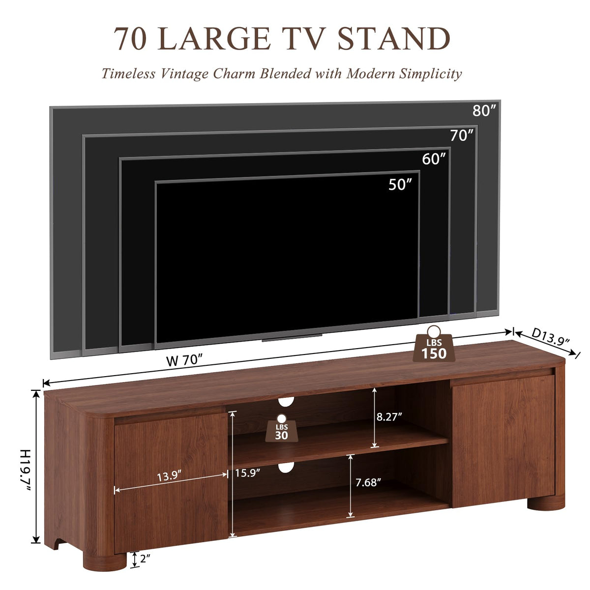 70" Walnut TV Stand E447768