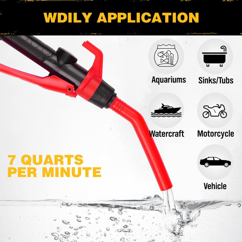 Portable Battery Powered Red Electric Fuel Water Transfer Pump 2.4 GPM F741