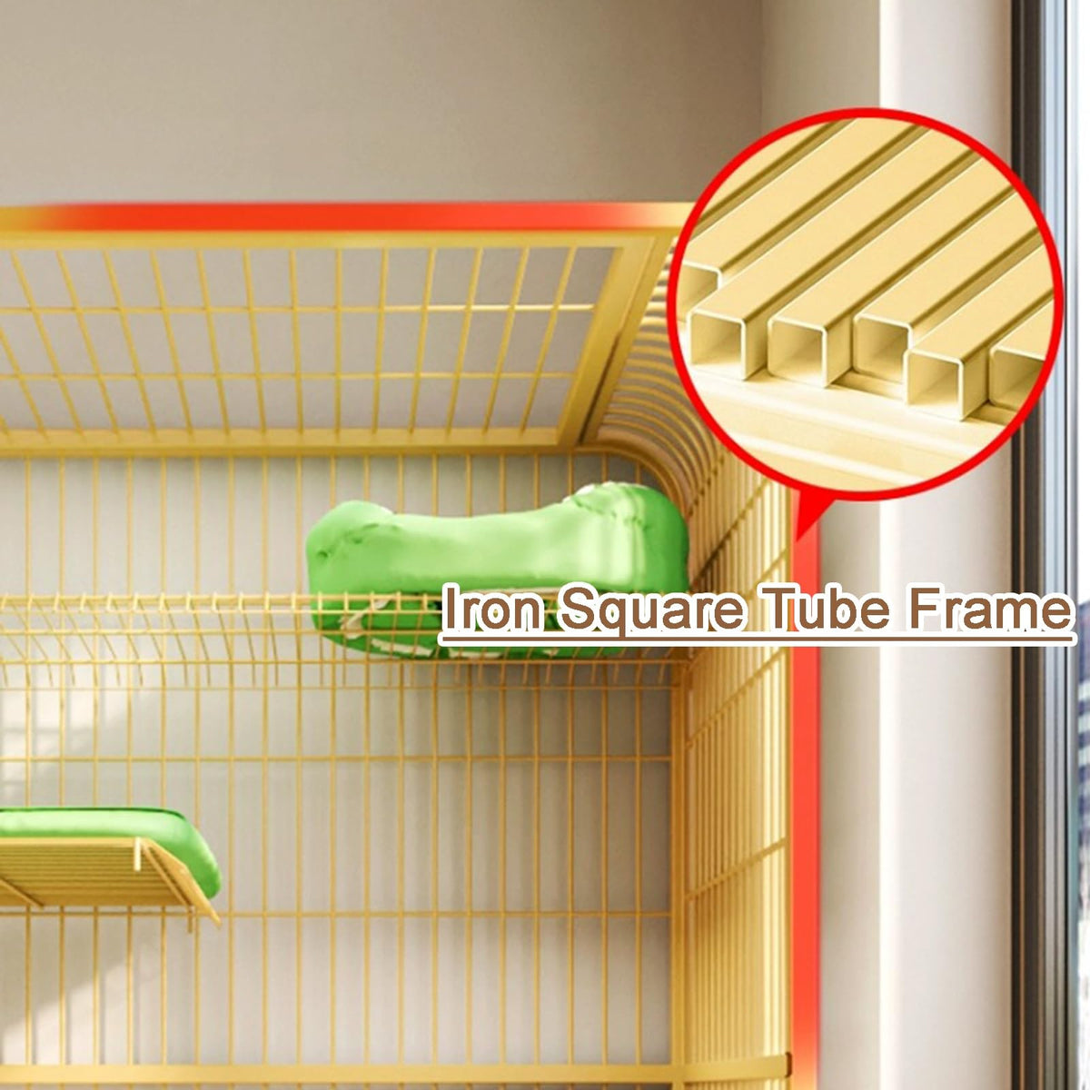 4-Tier Metal Wire Cat Cage with Litter Box and Hammock C896926