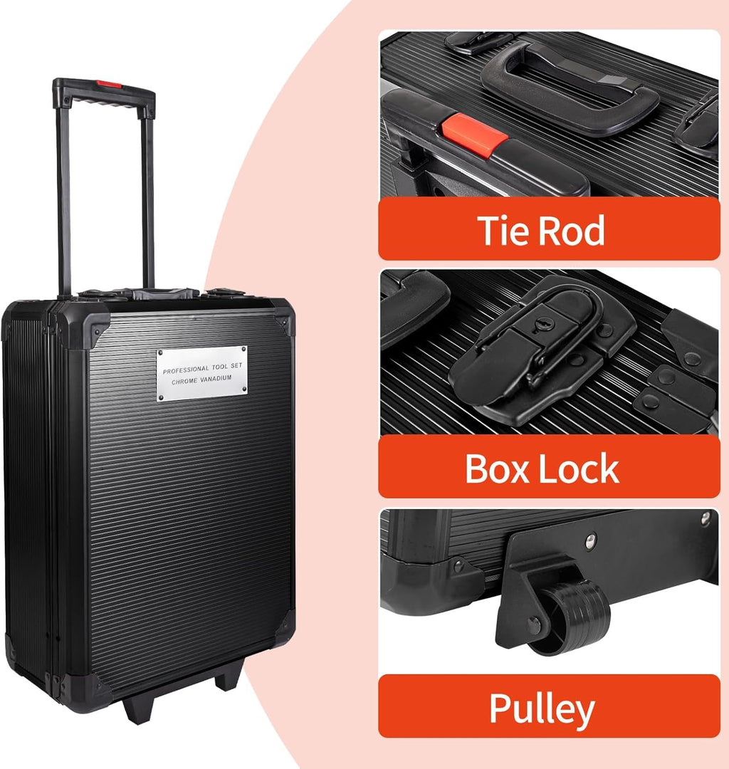 799pcs Aluminum Trolley Case Tool Set Silver O474836