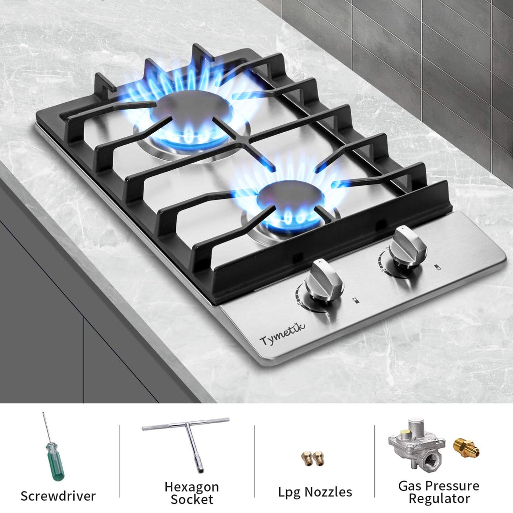 12 Inch 2 Burners Stainless Steel Gas Cooktop Y63746