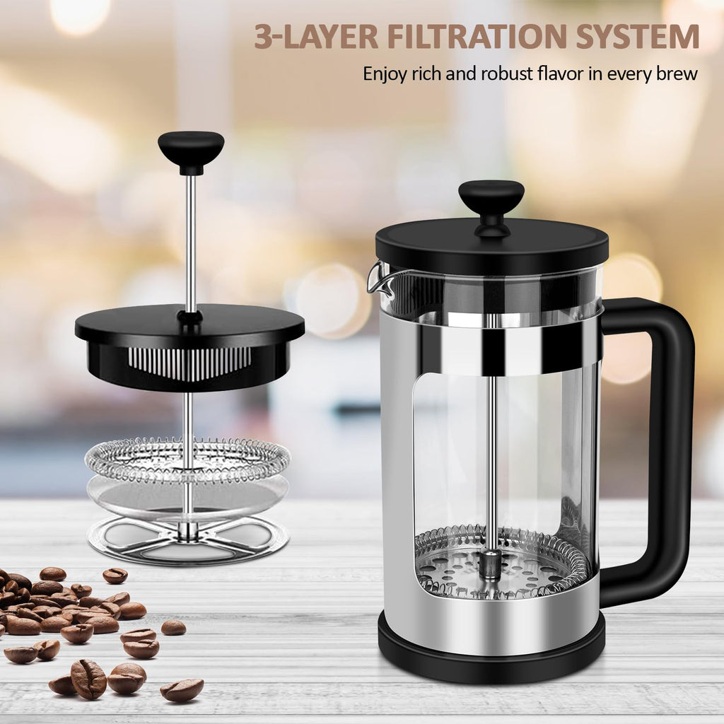 French Press Coffee Maker 12 Oz Borosilicate Glass U7539