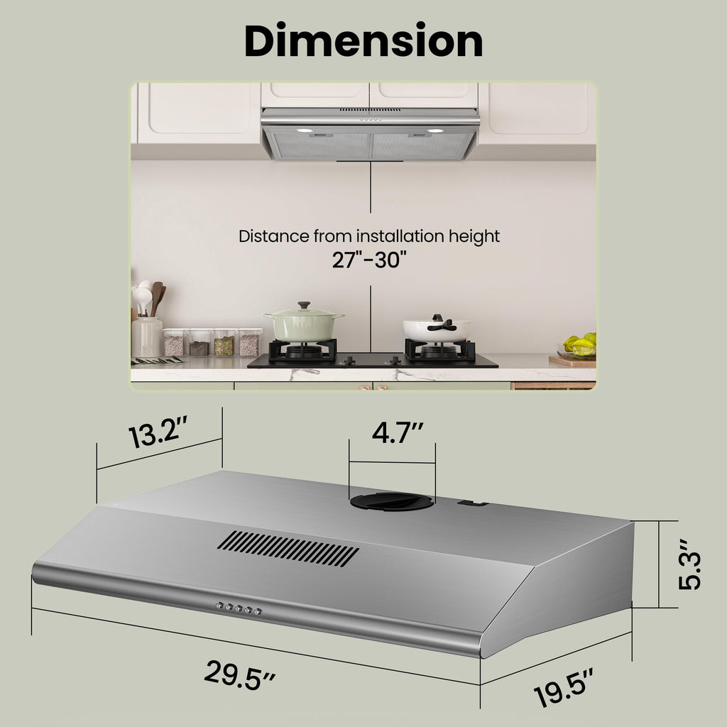30 inch 300 CFM Under Cabinet Range Hood V5582