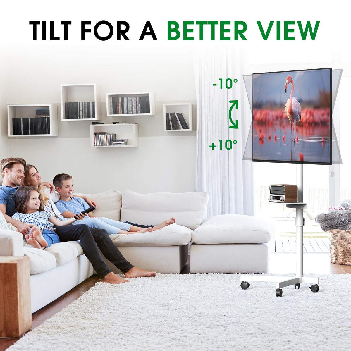 White Rolling TV Stand with Wheels F87047