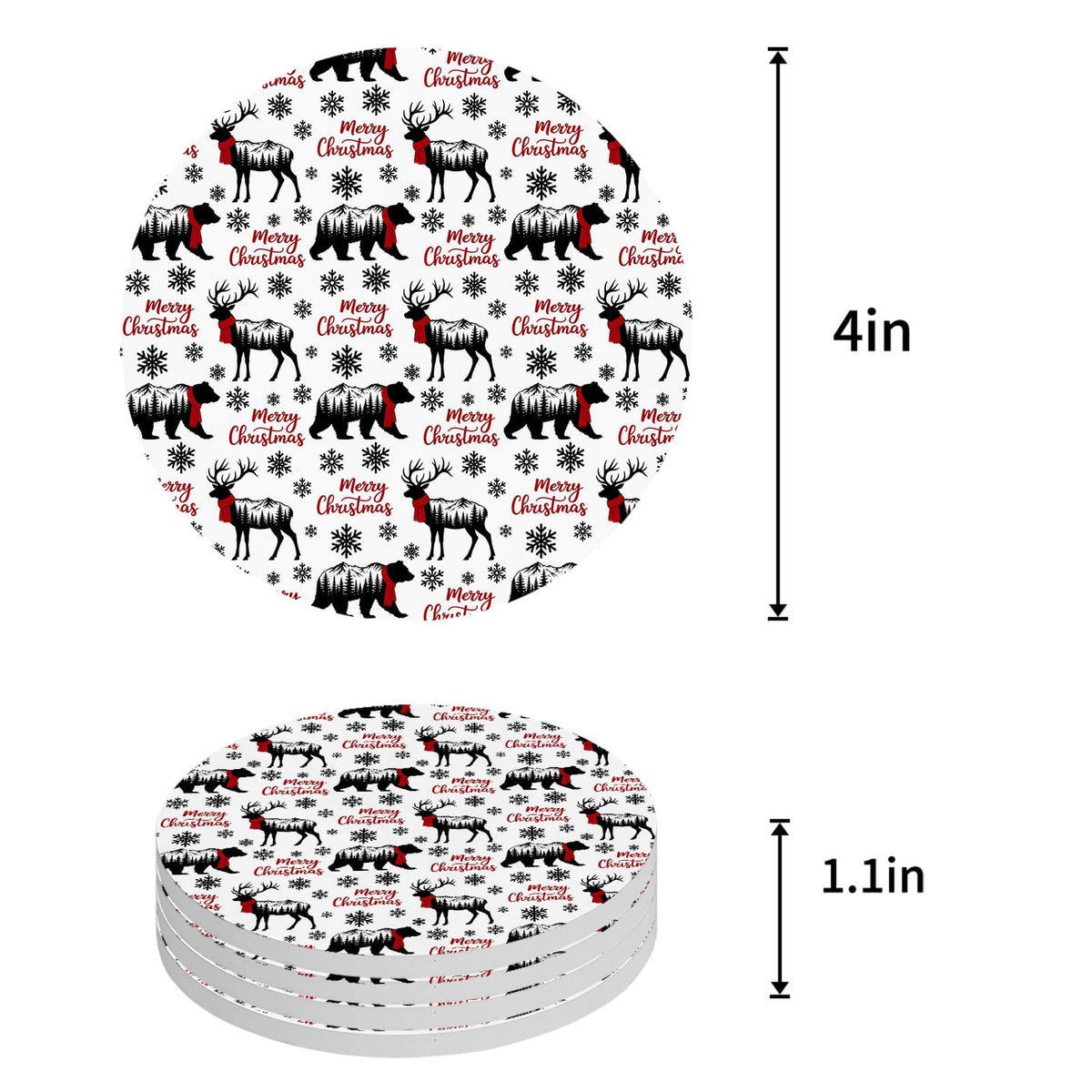 Black Absorbent Ceramic Coasters Set of 6 with Holder Y60437