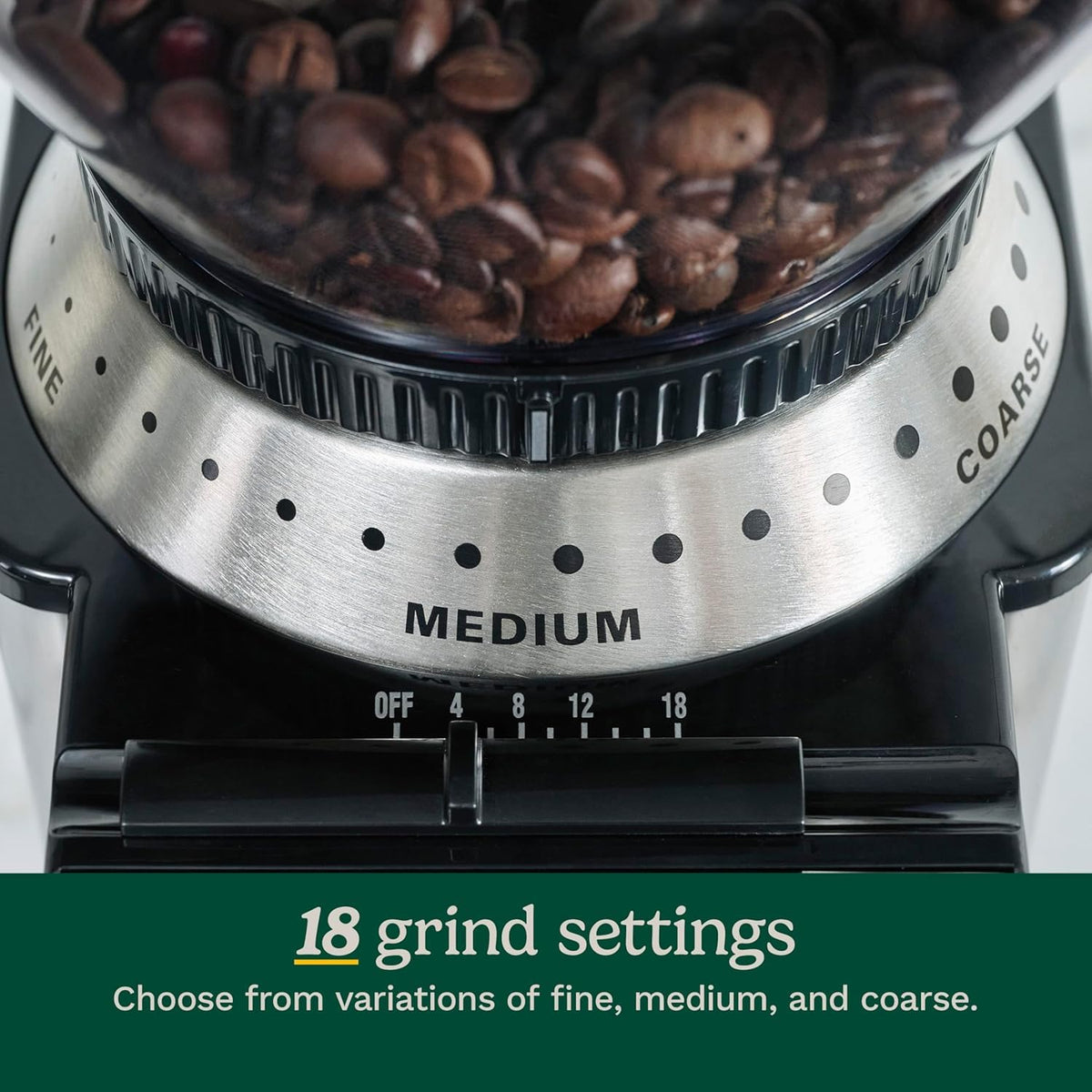 Electric Burr Coffee Grinder with 18-Position Grind Selector K550666