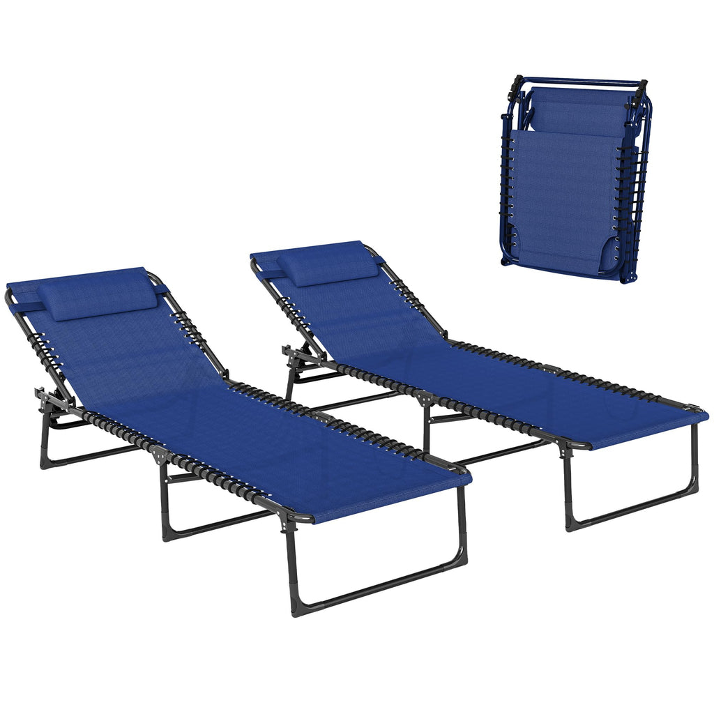 Folding Chaise Lounge Chair Set of 2 Blue E421653