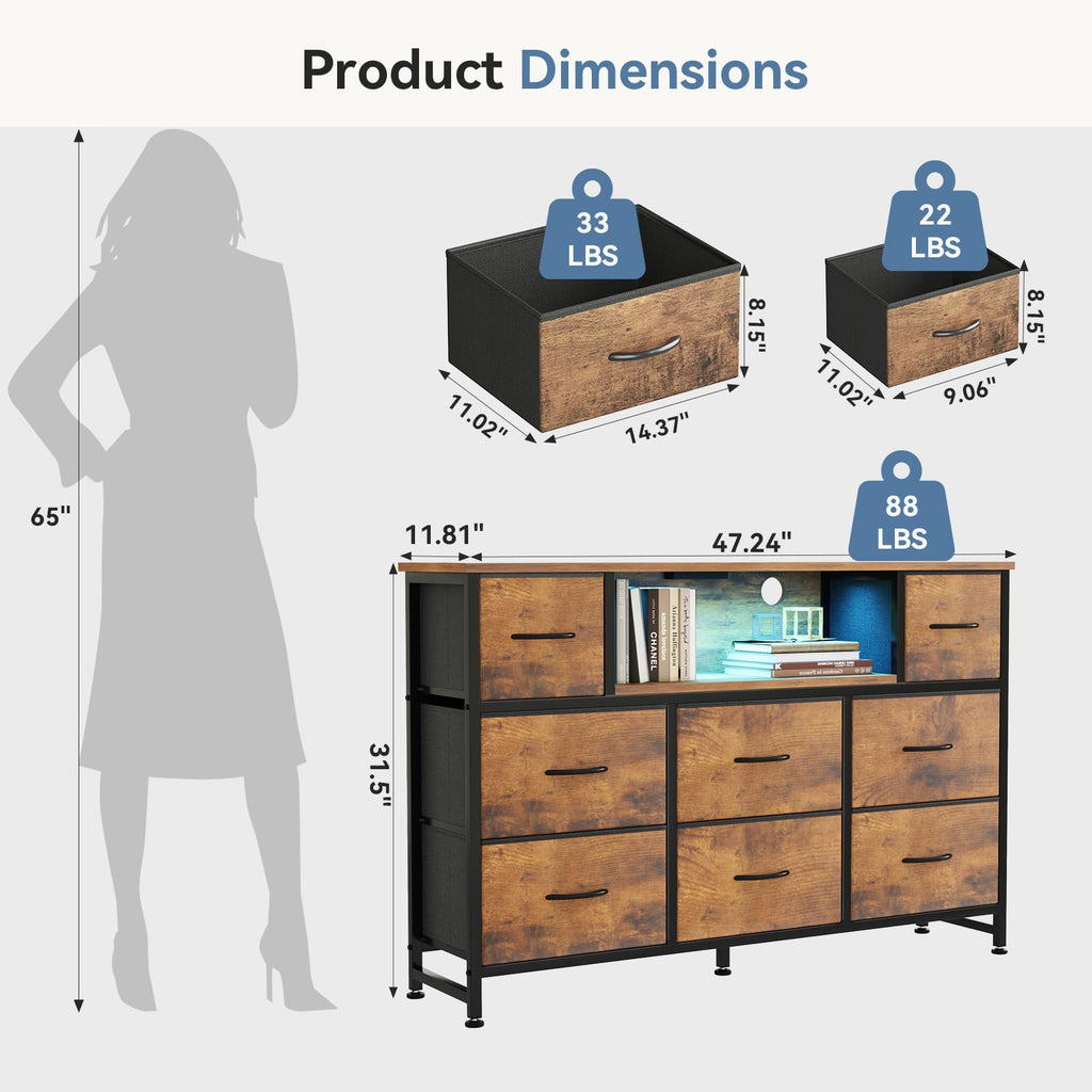 LED TV Stand Dresser with Charging Station Y8711