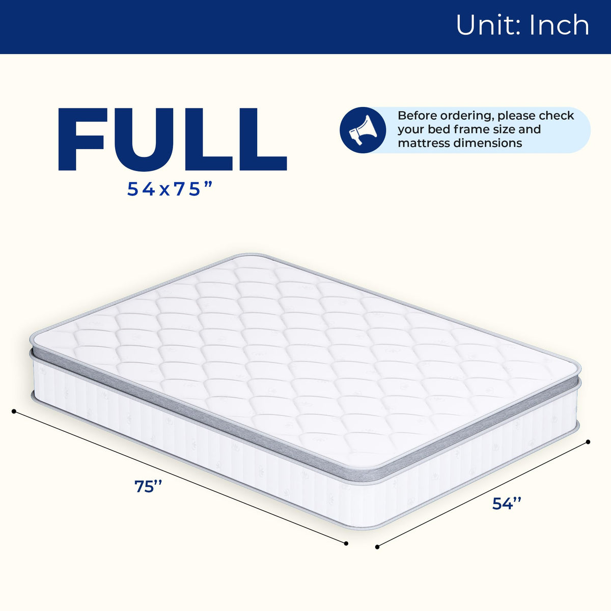 Full Size 10 Inch Hybrid Pocket Spring Mattress U789569