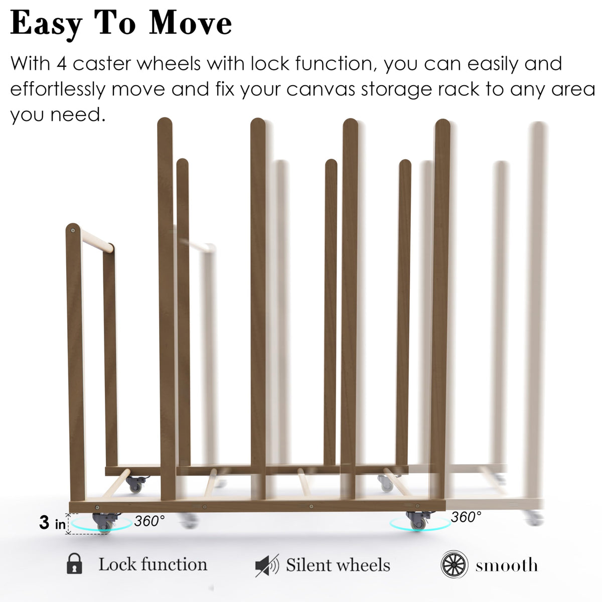Art Canvas Storage Rack with Handle & Caster Wheels O23977