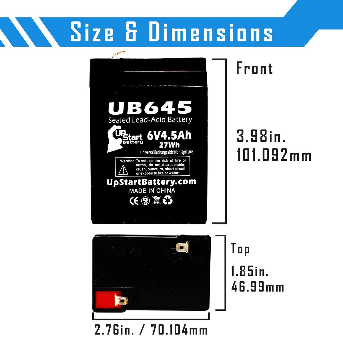 6V 4.5Ah Sealed Lead Acid AGM SLA Battery G73812