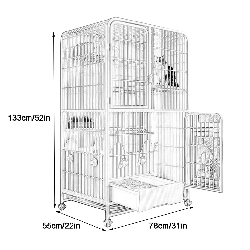 4-Tier Metal Wire Cat Cage with Litter Box and Hammock C896926