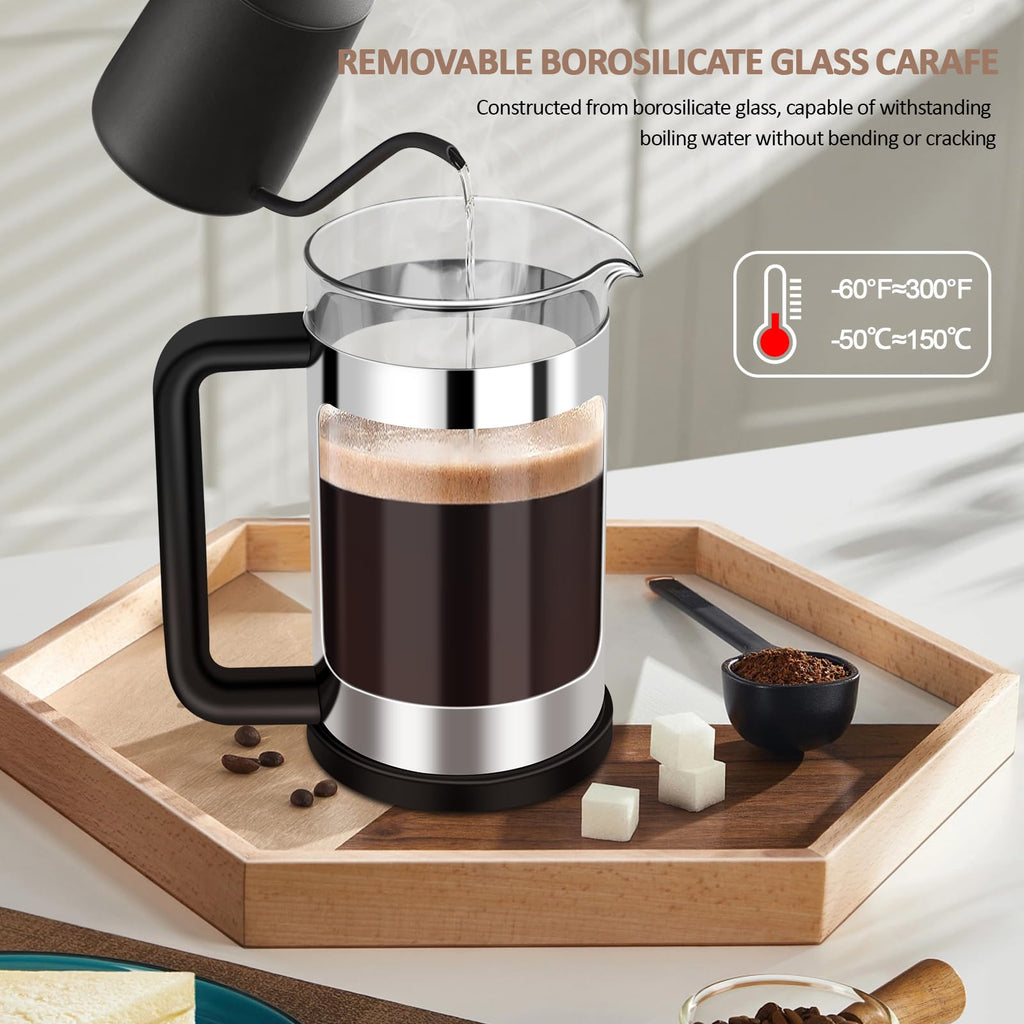 French Press Coffee Maker 12 Oz Borosilicate Glass U7539