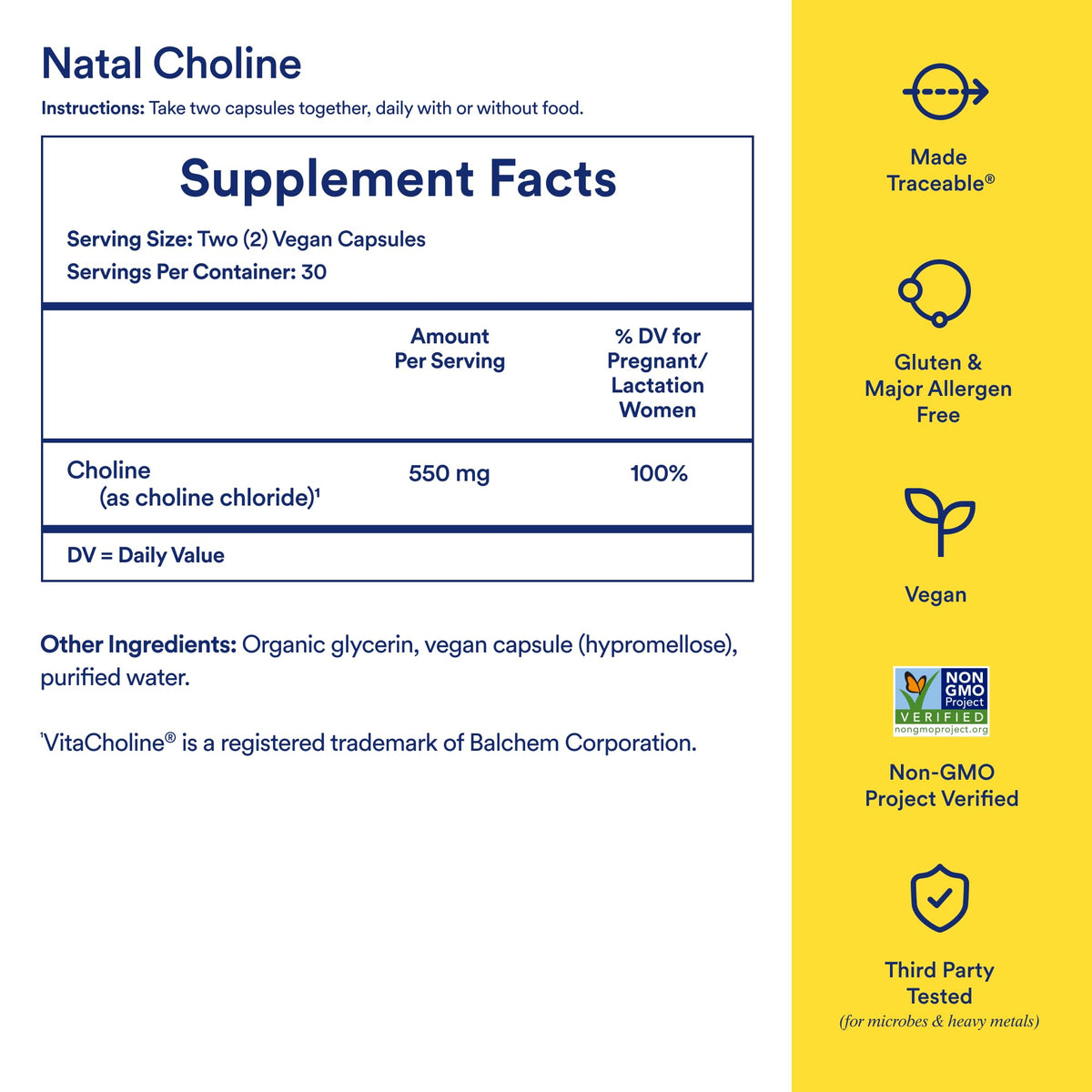 Choline Supplement 550mg 60 Capsules Y834949