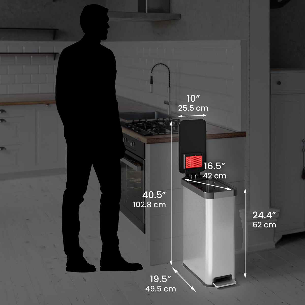 13.2 Gal / 50L Slim Step Pedal Kitchen Trash Can X456270