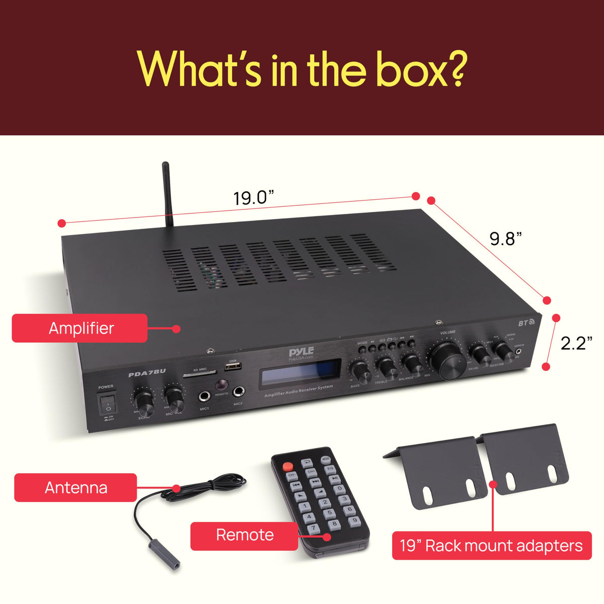 5 Channel Rack Mount Bluetooth Amplifier Receiver F367549