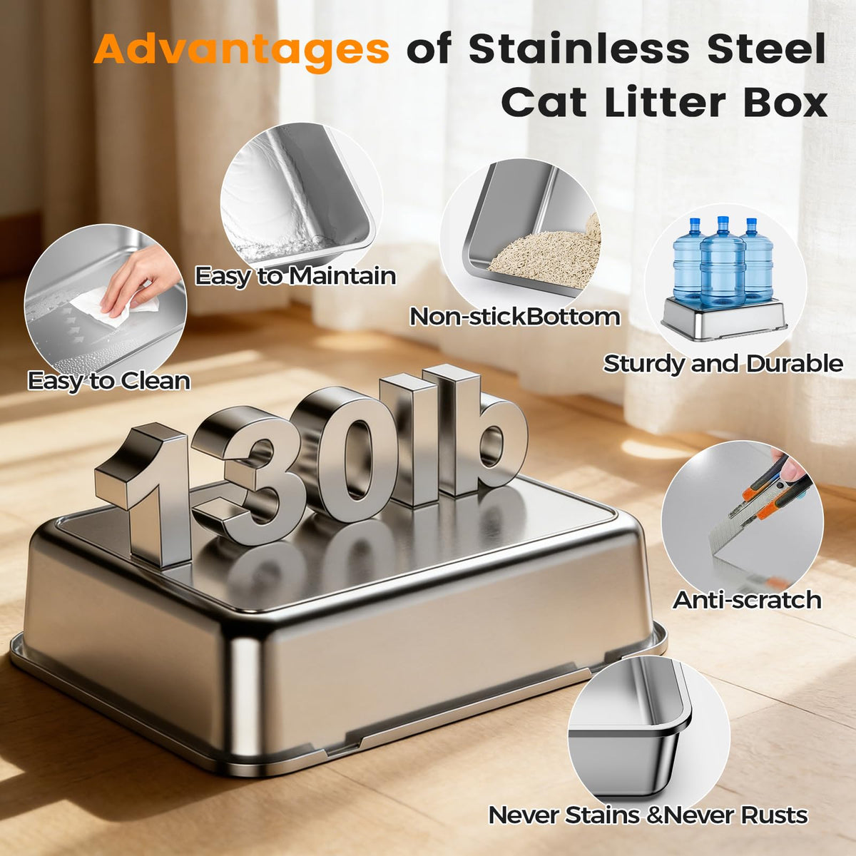 Stainless Steel Litter Box with Lid D987194
