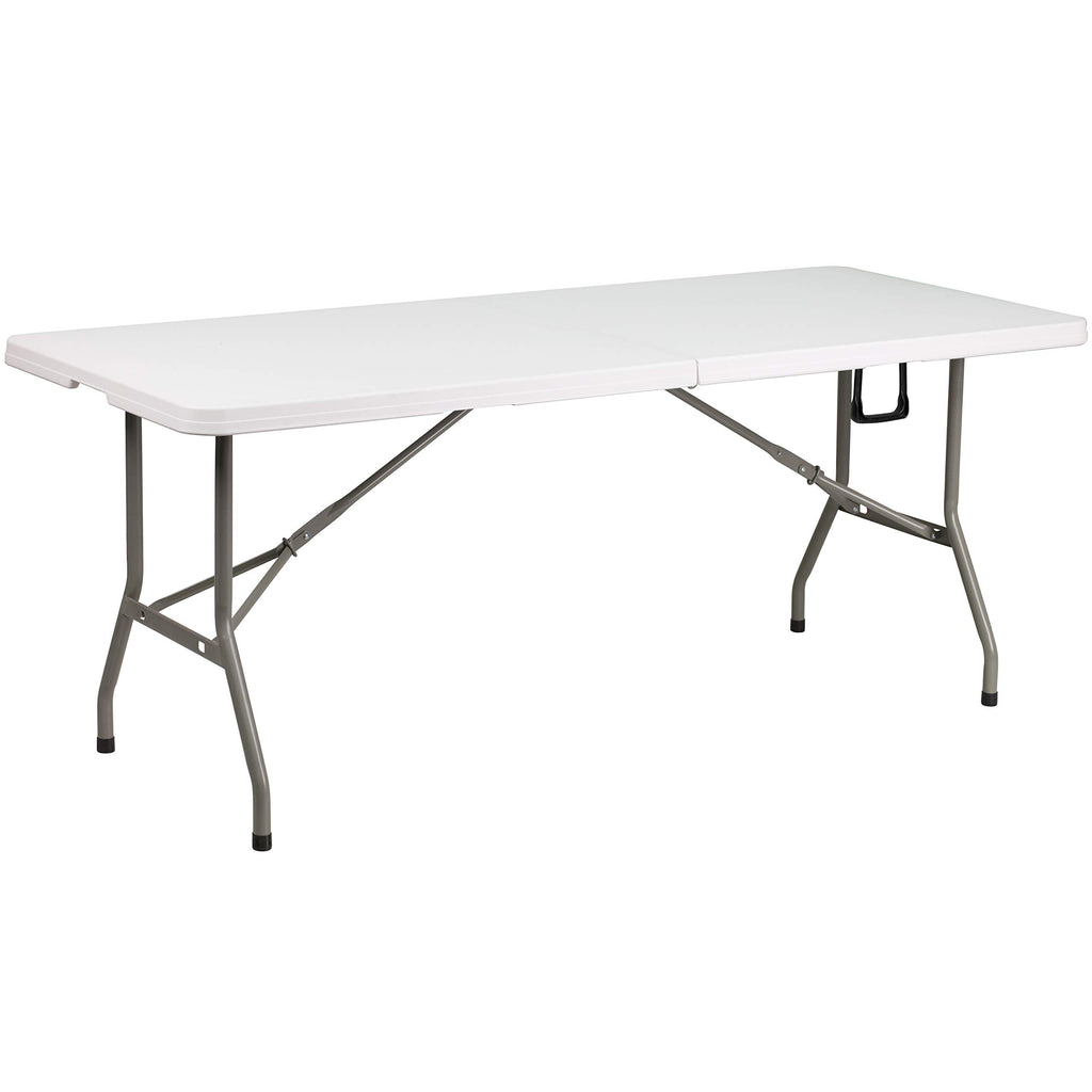 White 6-Foot Bi-Fold Plastic Folding Table Y58583