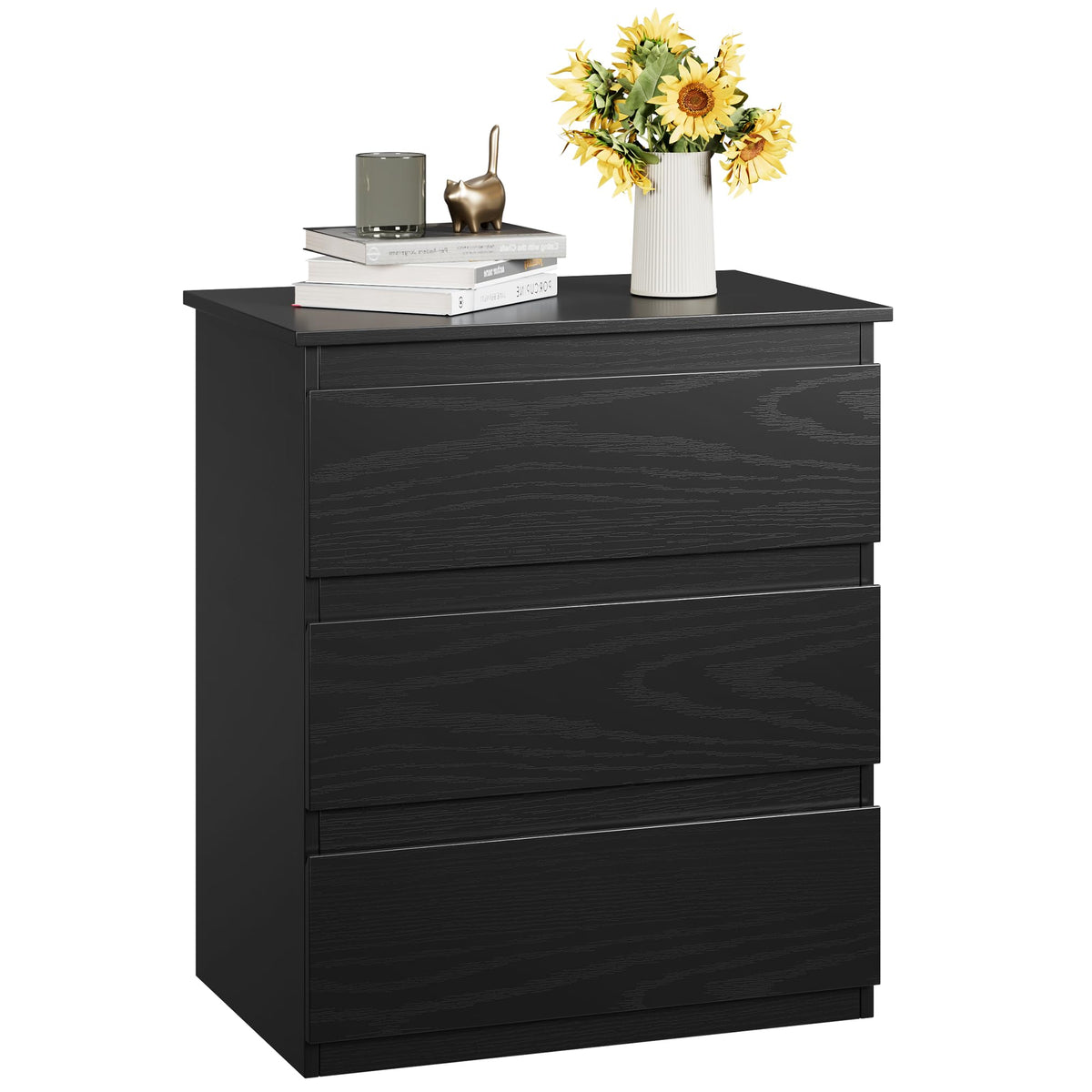 Black 3 Drawer Nightstand U6685