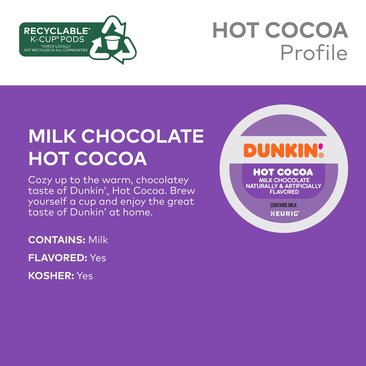 Milk Chocolate Hot Cocoa 22 Keurig Pods W209672