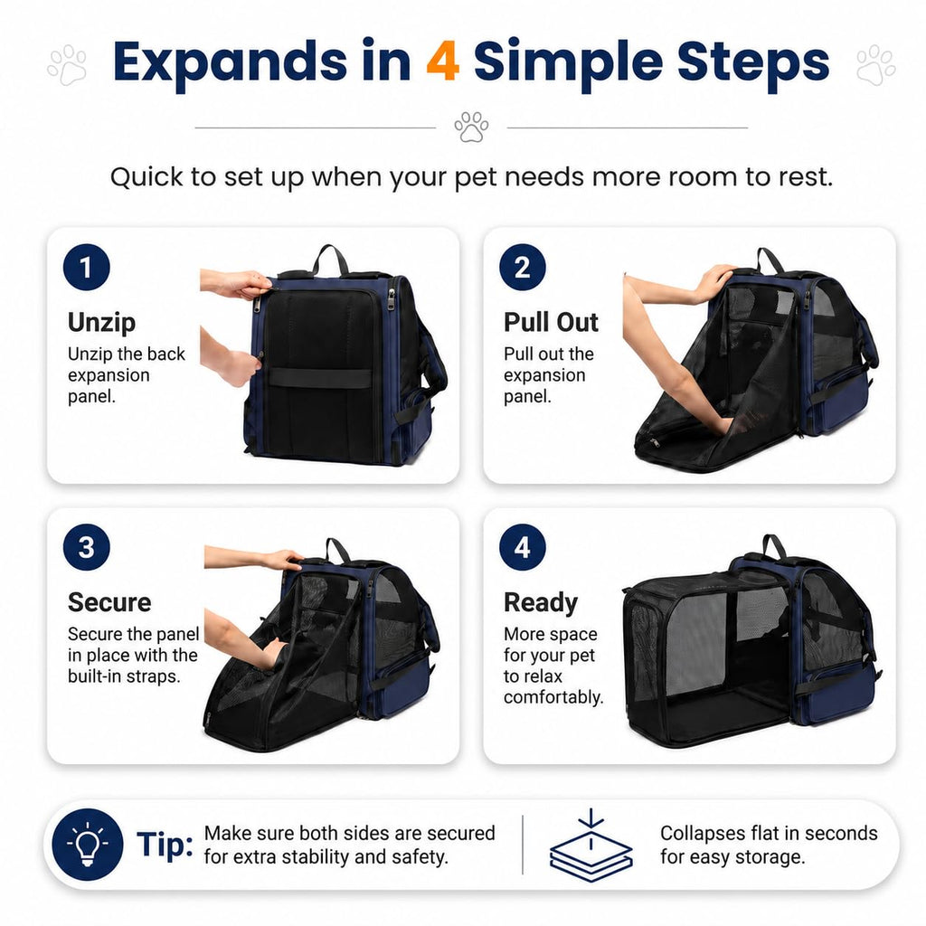 Blue Expandable Cat Carrier Backpack E8145