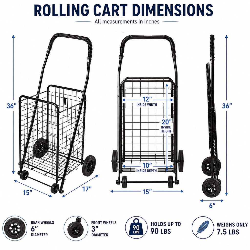 Black Foldable Utility Cart with Wheels I42325