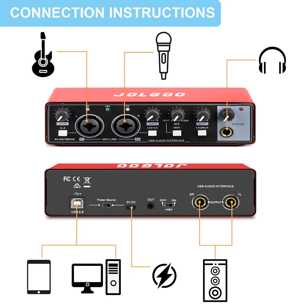 USB Audio Interface, Red 24-Bit/192kHz W6578