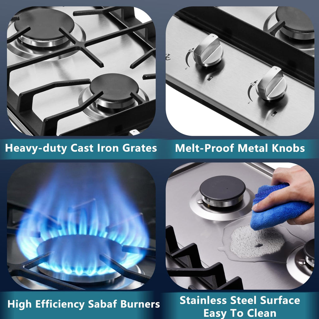 12 Inch 2 Burners Stainless Steel Gas Cooktop Y63746