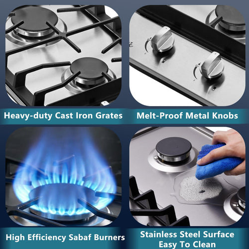 12 Inch 2 Burners Stainless Steel Gas Cooktop Y63746