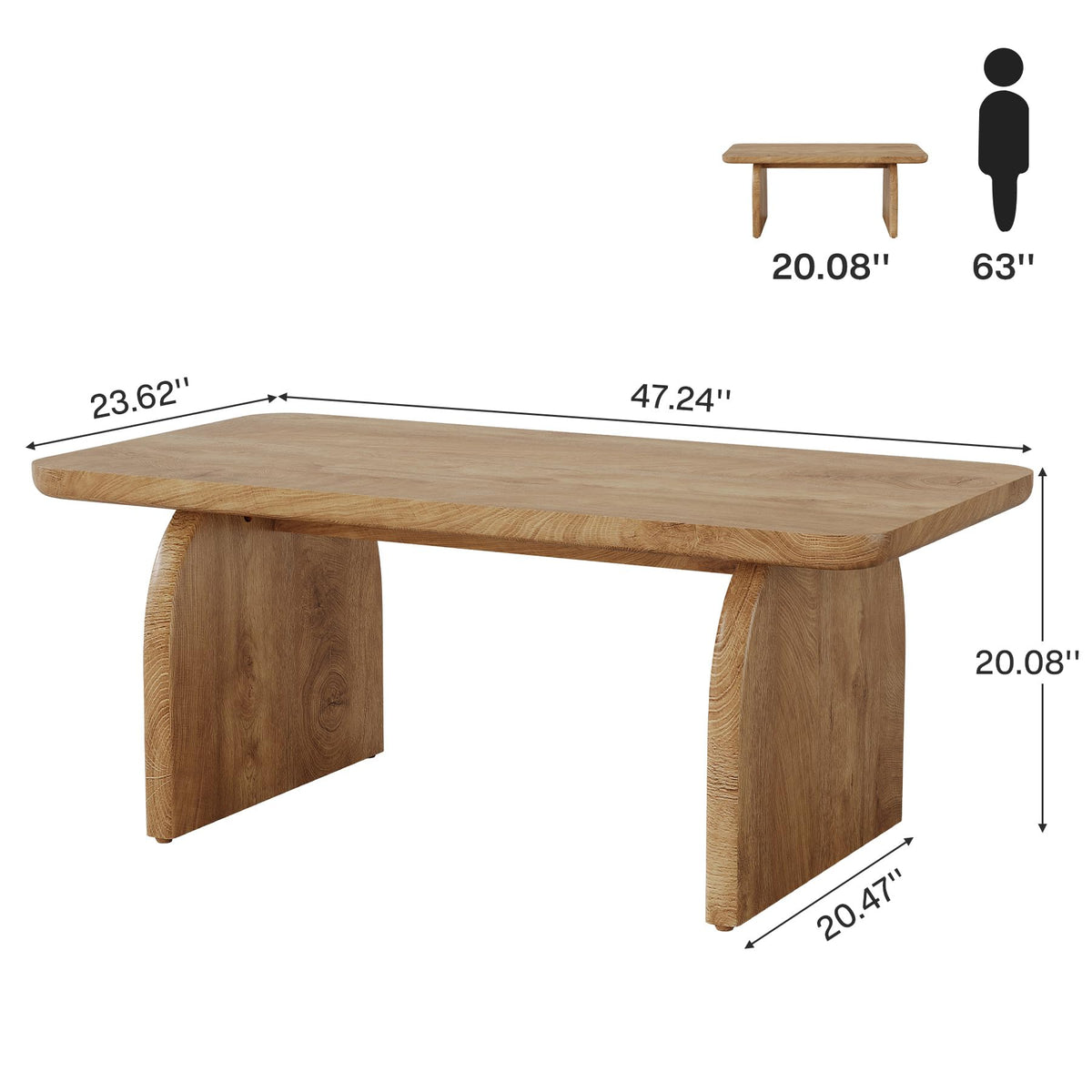 47-Inch Natural Brown Wood Coffee Table G62308