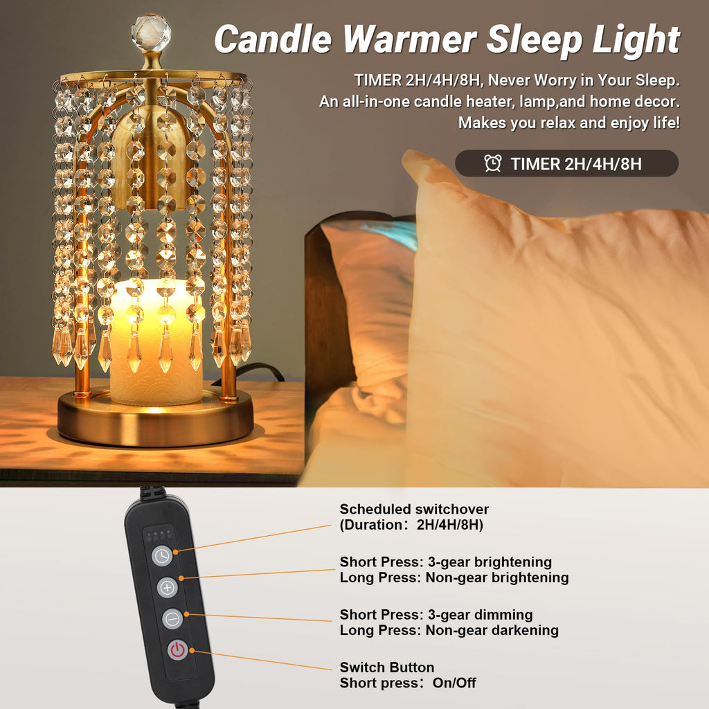 Gold Candle Warmer Lamp with Timer and Dimmer J981086