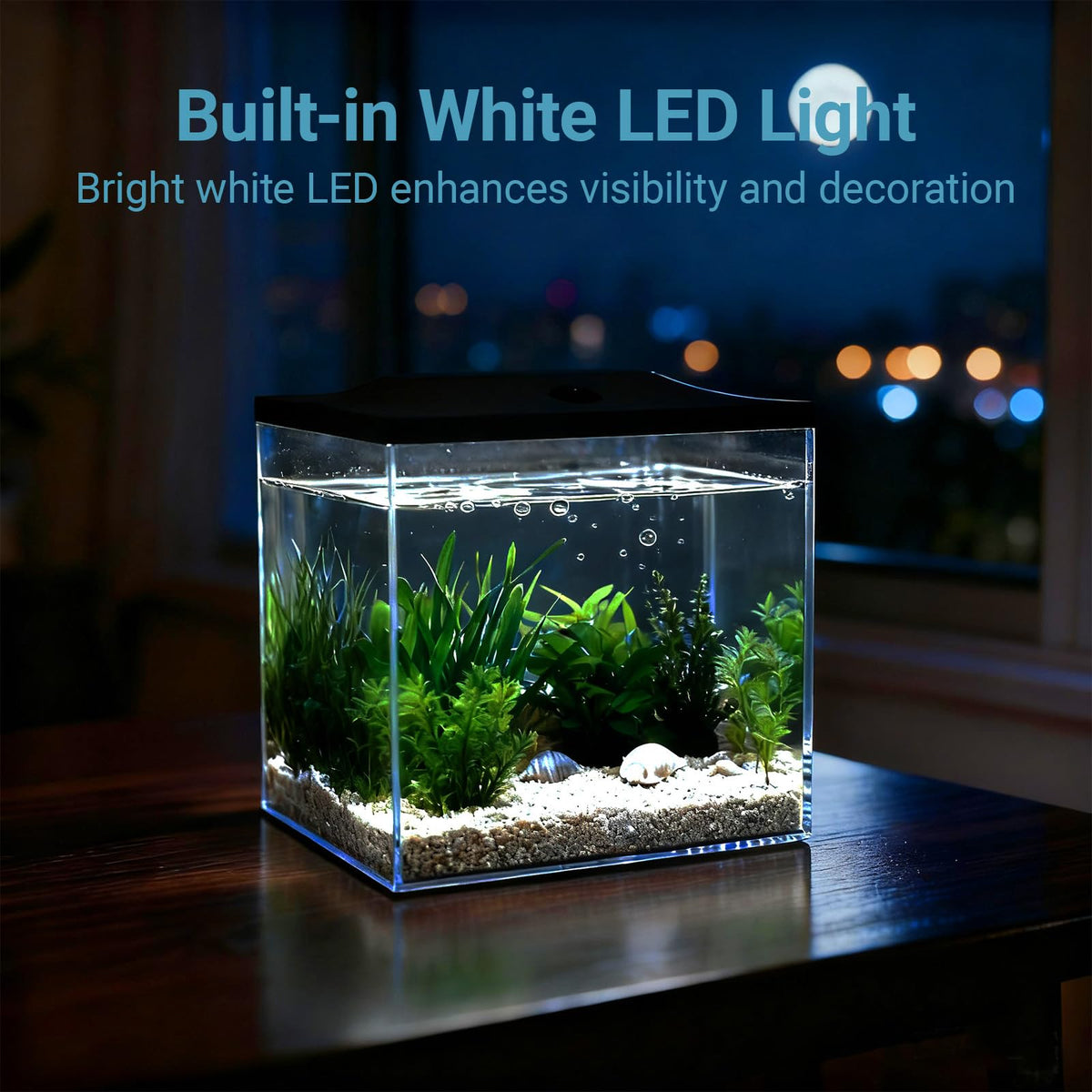 0.8-Gallon Small Plastic Fish Tank with LED Lighting V716134
