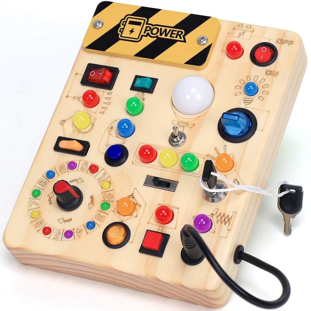 Wooden Sensory Activity Board with LED Light Switches L8726