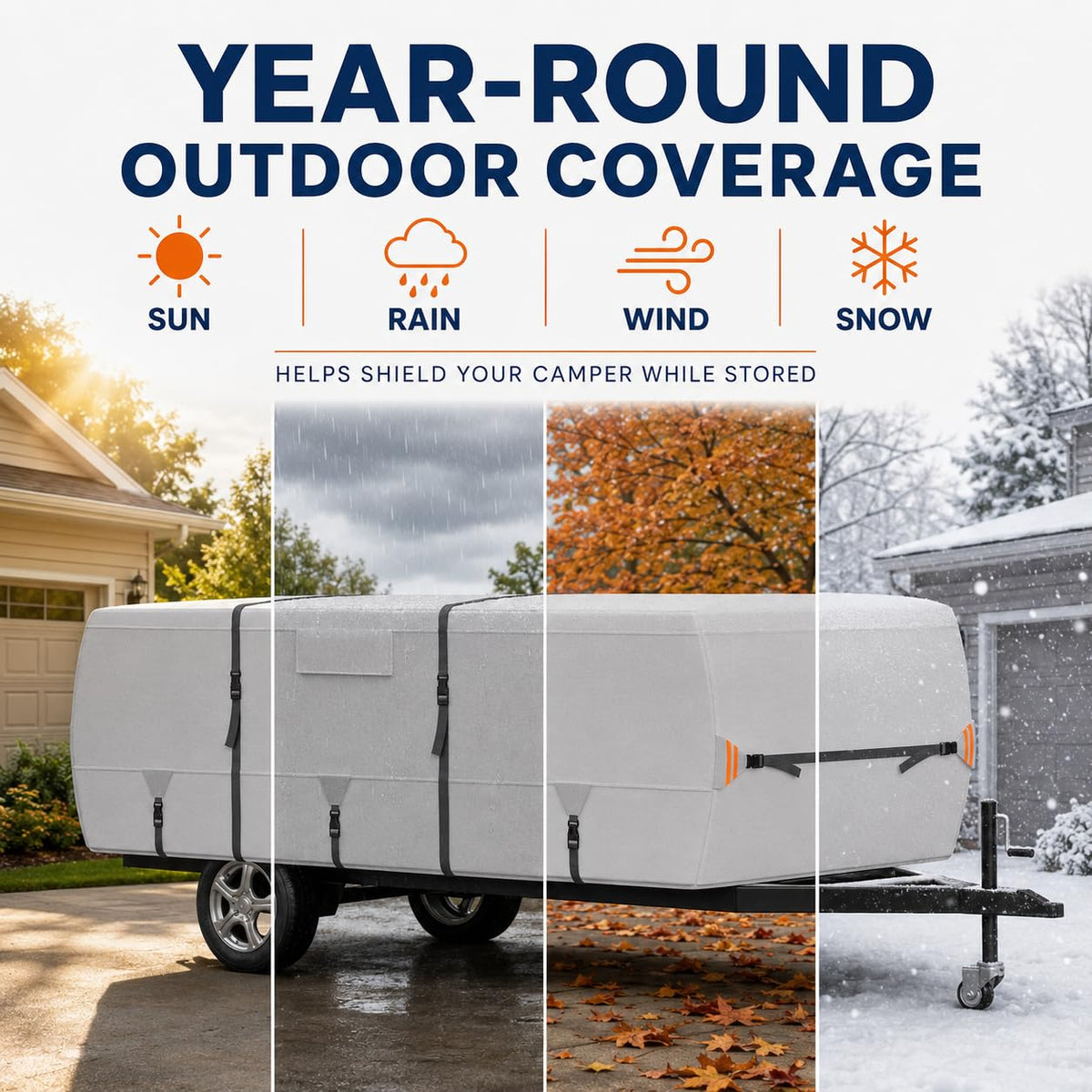 Water-Resistant Pop Up Camper Cover with Straps X863