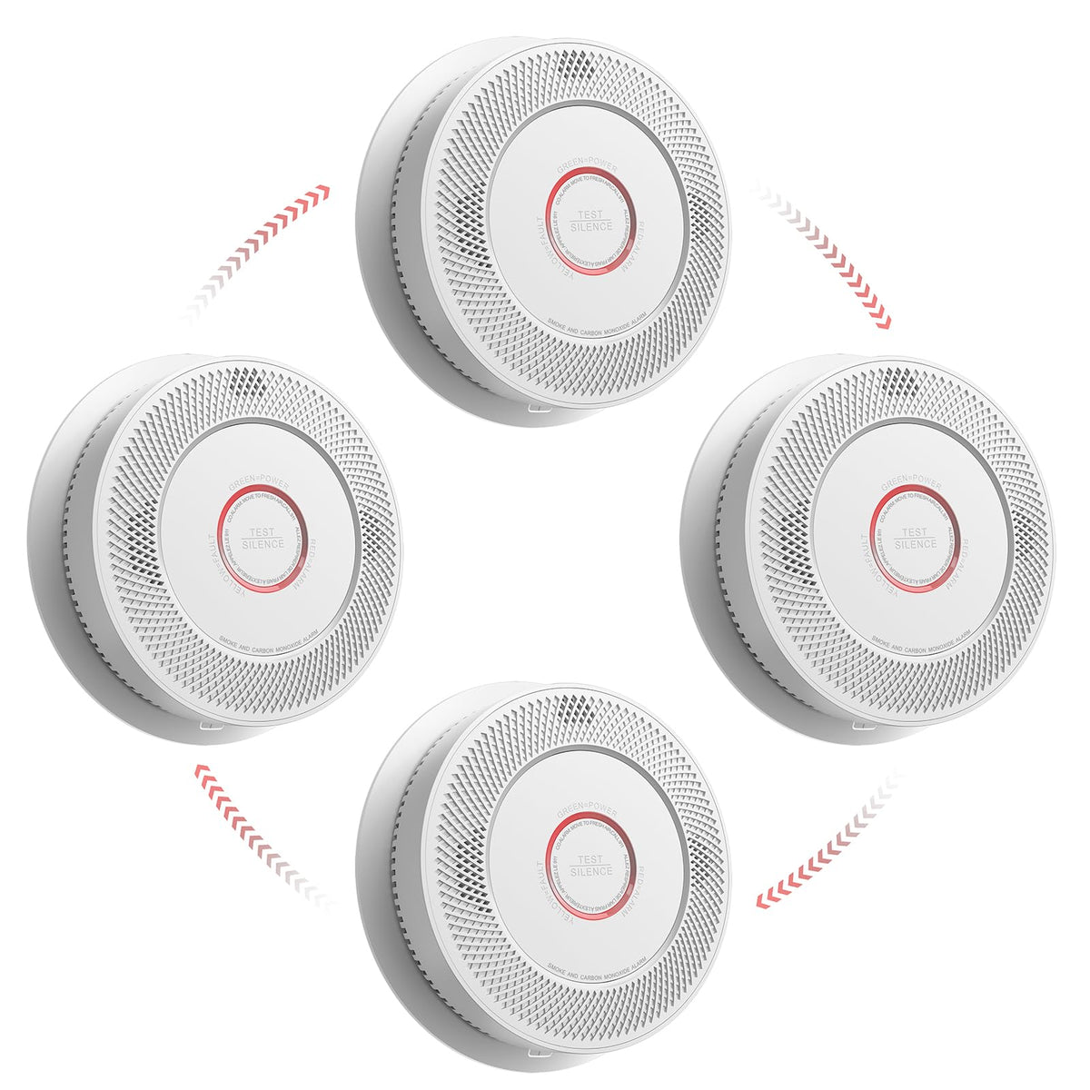 Smoke and Carbon Monoxide Detector 10-Year Battery 4 Pack E856