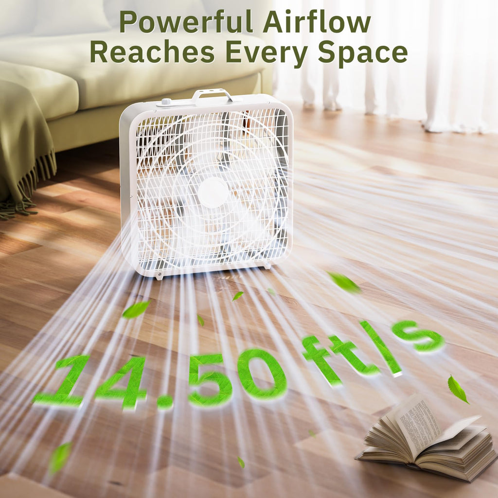 20” Box Floor Fan, 3-Speed White U779
