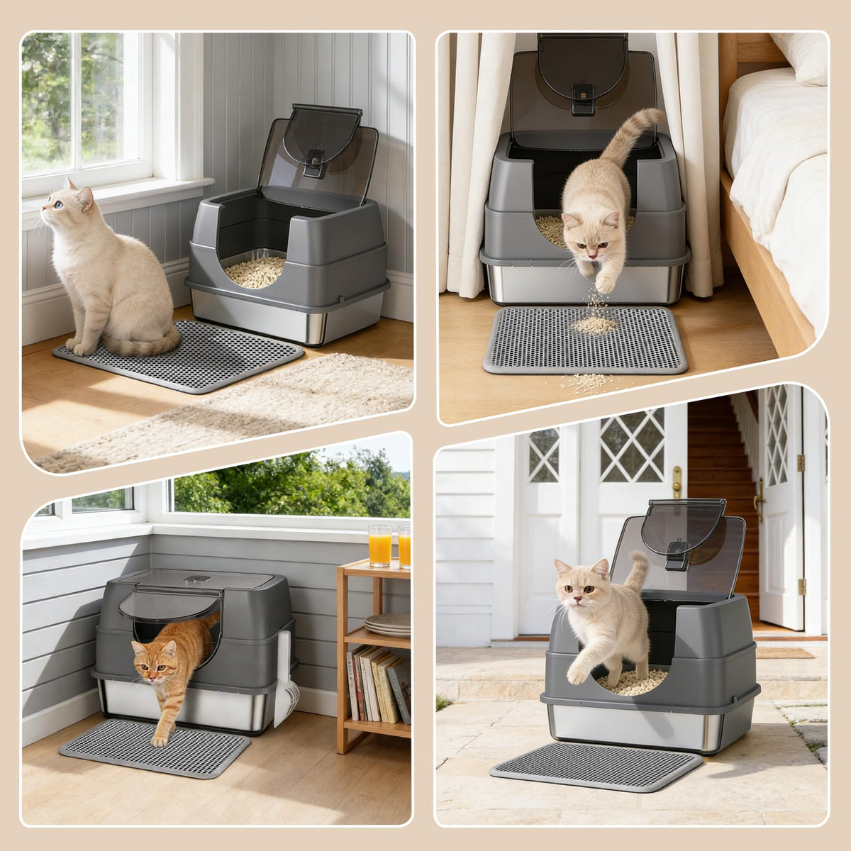Stainless Steel Litter Box with Lid D987194