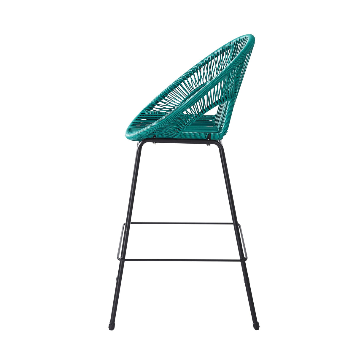 Teal Faux Wicker Outdoor Bar Stool Set of 2 P756