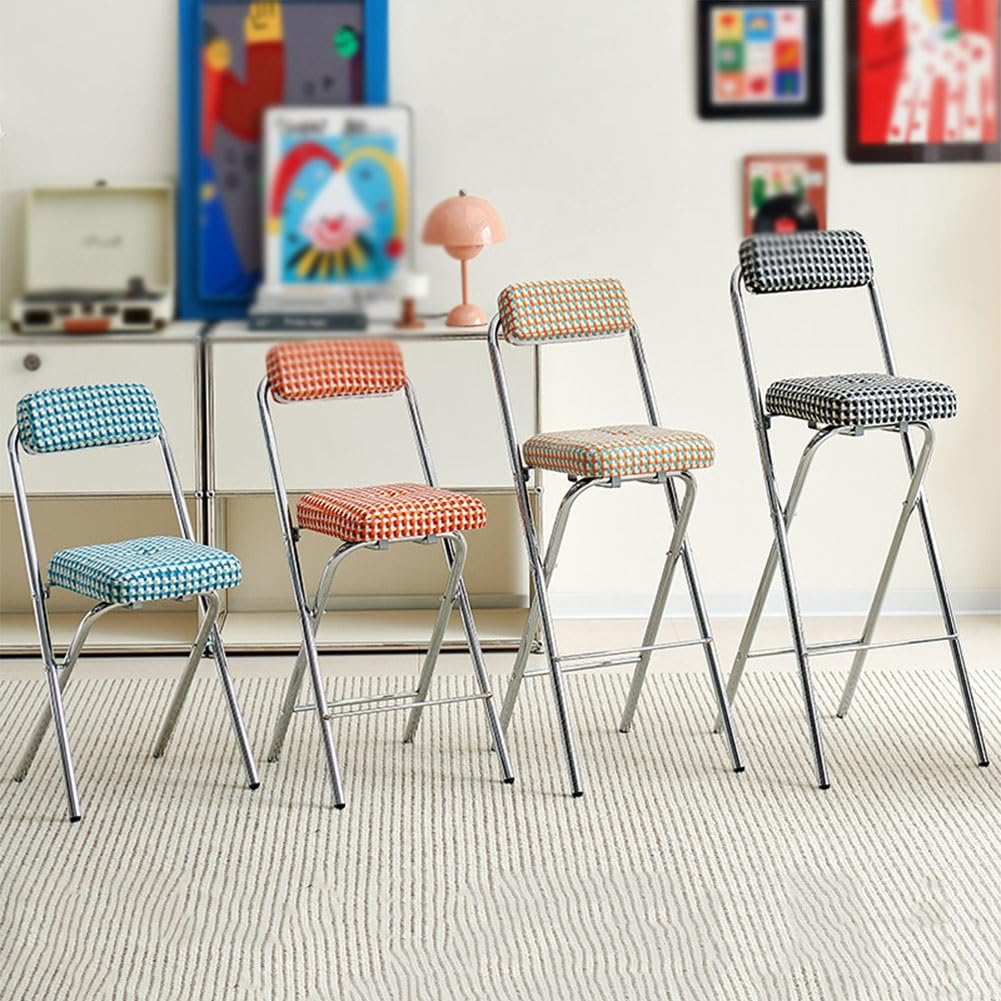 Cushioned Folding Bar Stool with Backrest Z47421