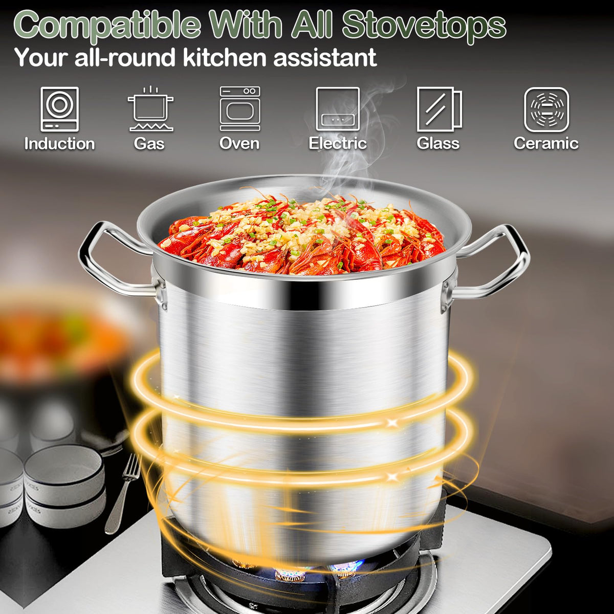 40QT Stainless Steel Stockpot with Lid J9199