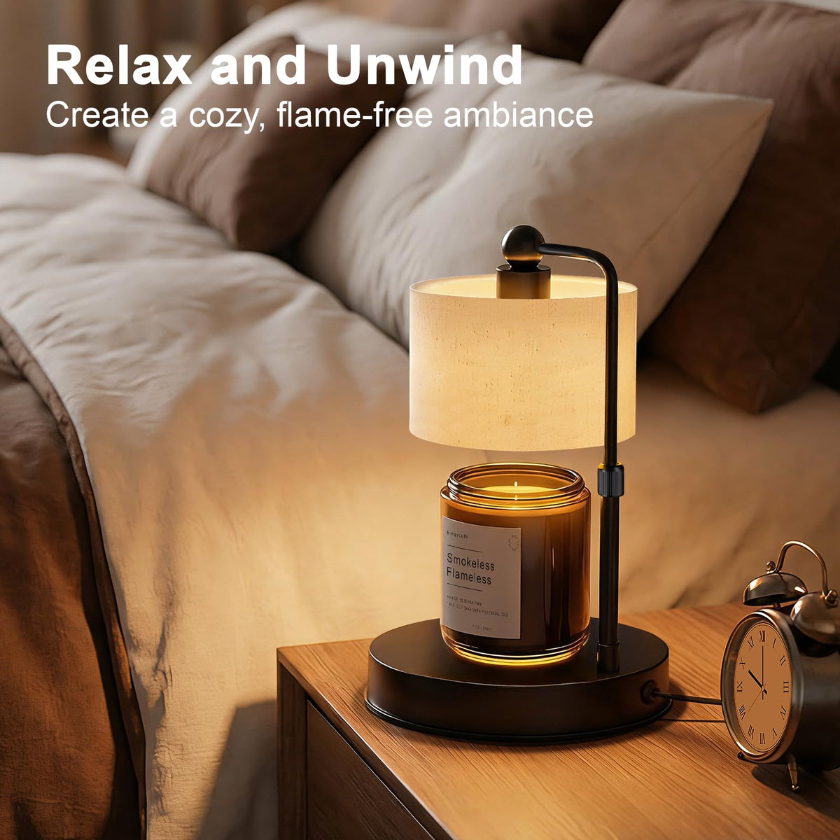 Black Dimmable Candle Warmer Lamp with Timer A4630